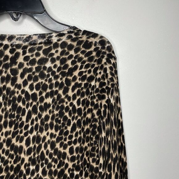 J CREW Womens Leopard-Print Teddie Lightweight Sweater EUC Brown Cotton Small S - Picture 4 of 8